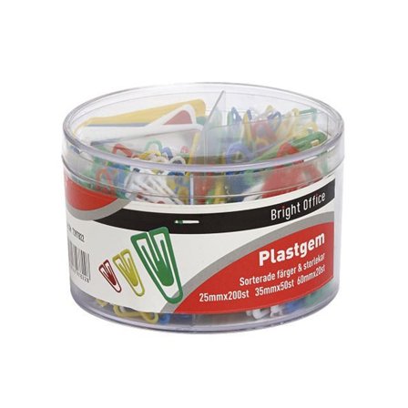 SPECIALPLAST Plastgem 3 olika längder, blandade färger 420/fp - Lyreco - Kontorsmaterial - Till skrivbordet - Gem