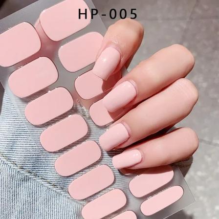 16Tips Uv Semi-Cured Gel Nagel Wraps Klistermärke 5D Ren Färg Full Täckning Uv Lampa Gel Klistermärke Lång-Lang Spikförlängning Patch Remsa NK-LTHP-