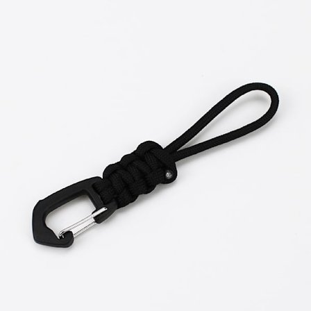 12 cm:n musta karabiinihaka, käsintehty punottu paracord-tactical-karabiinihaka, sopii ulkokiipeilyyn ja retkeilyyn