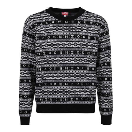 Kenzo, Jacquard Regular Jumper Zwart, Heren, Maat:S