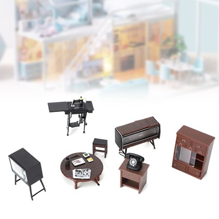 6-pakning Miniatyr Møbeltilbehør for 1/18 Dukkehus