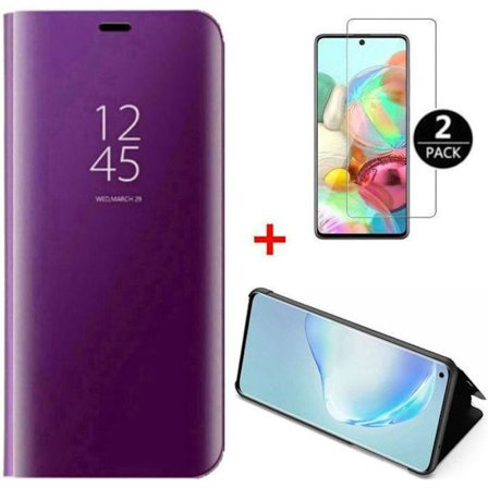 Case - Xiaomi - Mi 10T Pro - Hærdet glas - Trådløs opladning - Mirror Flip Case