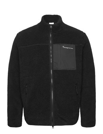 Teddy Fleece Zip Sweat - Grs/Vegan Tops Sweat-shirts & Hoodies Fleeces & Midlayers Black Knowledge Cotton Apparel