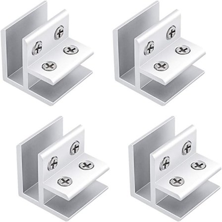 4 kpl Säädettävät Lasiklipsit Hopea 90 Astetta Alumiininen Lasiklipsit 10-12mm Paksuudelle