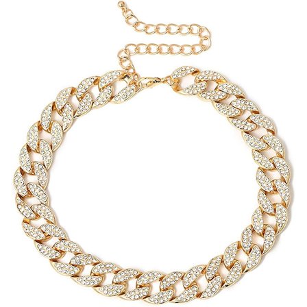 Blank CZ Rhinestone Curb Cuban Link Chain Choker för kvinnor Unisex Cool Hip Hop Cuban Diamond-cut Chain Choker Halsband