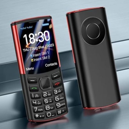 Stora knappar på telefonen, enkel design med dubbla SIM-kort SOS-funktion / snabbval tillgängligt för både seniorer och studenter. Svart färg.