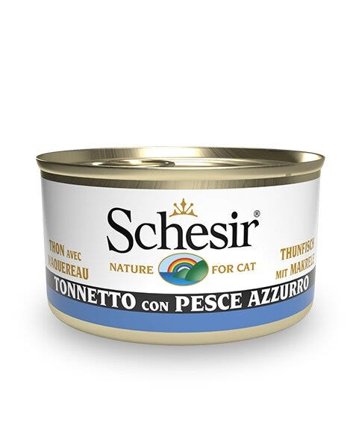 Schesir Tonnetto Con Pesce Azzurro Cibo Umido Gatti Adulti