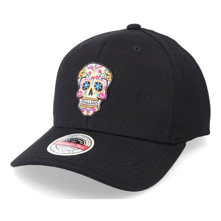 Calaveras - Musta adjustable Lippis - Flowers Skull Patch 110 Black Adjustable @ Hatstore