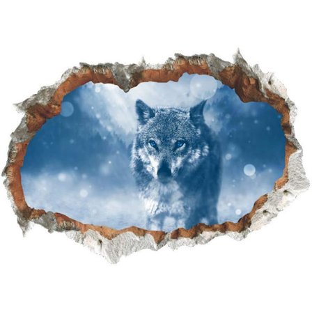 DIY 3D irrotettavat seinätarrat Rikkoutunut seinä kuunvalo susi vedenkestävä