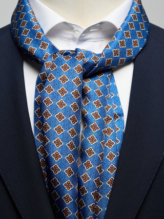 John Henric Men's Blauer Bedruckter Geometrischer Seidenschal Size Onesize