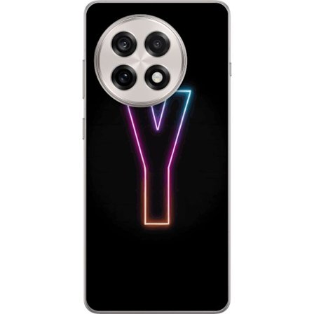 Kompatibel Mobilcover til OnePlus OnePlus 13R Minimalistisk neonbogstav Y i farveskiftende lys mod sort baggrund