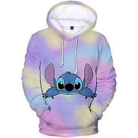 Barn Lilo Stitch Trykte Tegneseriegensere med hette Topper Høstjakker (5-6 år Gradient Stitch)