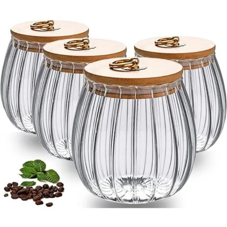 Glasburkar med lock, set med 4 glasburkar för förvaring, 750 ml genomskinliga glasburkar för förvaring, burkar för kök, kryddförvaring