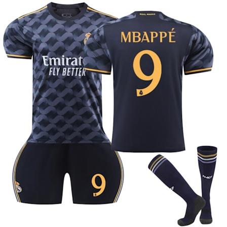 23-24 Real Madrid borta fotbollströja kit med strumpor nr 9 Mbappé Adult XS Adult XS
