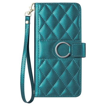 Fodral för iPhone 16 Mörkgrön ins spänne crossbody kortväska diamantplånbok med korthållare Flip