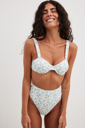 NA-KD Swimwear Culotte de bikini taille haute à pois - Bikinis - Flower - XX-Large