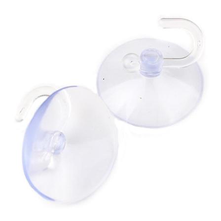 4-pakning - Sugpropper med krok / Sugkopper - 50 mm Transparent