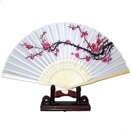 Vifte - Hvid med blomstrende træer