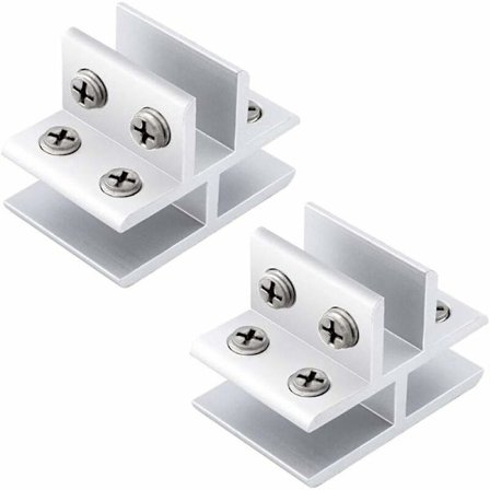 2-pak justerbare glassklemmer T-form 3 sider aluminiumlegering glasshylleklemmeholder for 10-12 mm tykkelse 180 grader