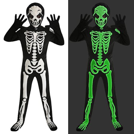Party Kids Skelettkostyme Glow in the Dark Skjelett Halloween Kostymer for Gutter og Jenter Størrelse XL (140-150) XL
