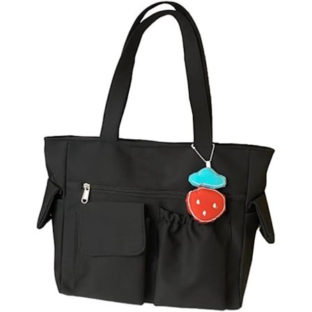 Nyloninen olkalaukku Messenger-laukku Harajuku rento muotilaukku päivittäiseen työmatkaan monitoimitaskuinen olkalaukku naisille (musta)