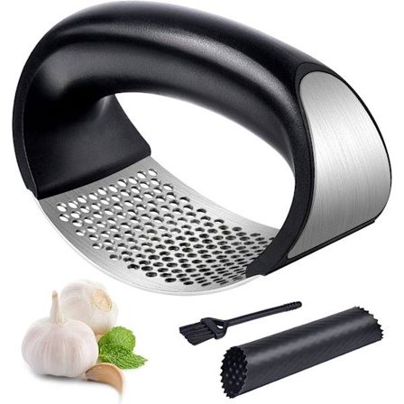 Valkosipulipuristin, Silikonivalkosipulin putkenpuhdistin ja kuorija, Helppo puristaa ja puhdistaa, Astianpesukoneen kestävä, Musta