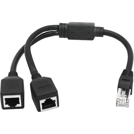 Ethernet-nätverksdelare, 1 hane till 2 hon Y-adapterkabel, Ethernet-förlängningsstickkontakt