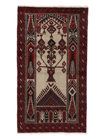 Noué À La Main Baloutche Tapis 91X160 De Laine Noir/Marron Petit