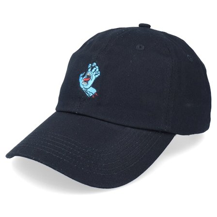 Santa Cruz - Svart unconstructed Caps - Screaming Mini Hand Black Dad Cap @ Hatstore