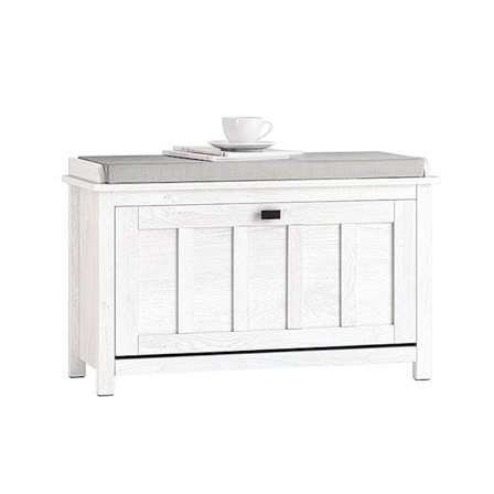 Rootz Skobænk med sædehynde - Skovælger - Entrébænk - Vintage hvid - Ridsefast - Pladsbesparende design - Nem montering - 80 cm x 50 cm x 30 cm