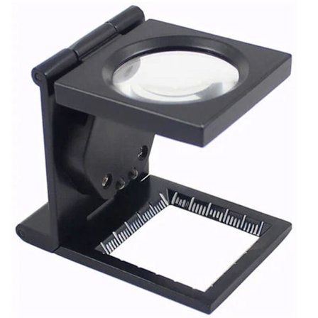 Svart metall hopfällbar förstoringslupp med lins