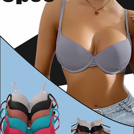 5 stk.) Blonde-BH med tynne skulderstropper og sømløs trekantkoppundertøy med vakker rygg