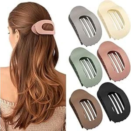 Hårklemme Dame - 6 Farver - Anti-Skrid - Flad Fransk Mat Klemme - Til Hverdag/Sport