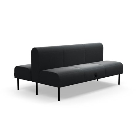 Modulsofa VARIETY, 3-Sitzer, mit USB-Steckdose, doppelt, Stoff Pod CS, anthrazit