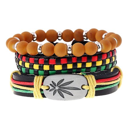 Mode 3 st/set Jamaica Läderarmband Rasta Reggae Smycken Gåva Till Flickor