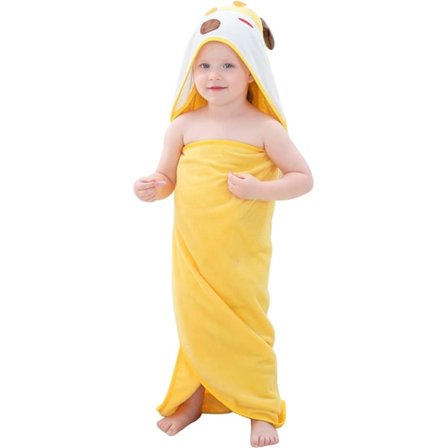 Gul, 90 x 90 cm, 0-6 år GiraffeHuva Baby Badhandduk Mjuk Bomull Barn Badrock