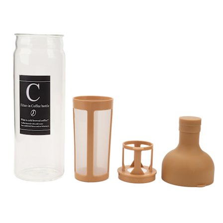 Suurikokoinen 1000 ml Cold Brew -kahvinkeitin, kaksikerroksinen, lämmönkestävä, vaaleanruskea suodattimella