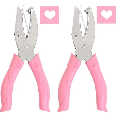 2 Pak 1/4 Tommer Hjerteformet Metal Enkelt Håndholdt Hul Papirstans Stanse med Blød