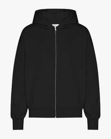 Organic Oversized Zip Hood - Deep Black
