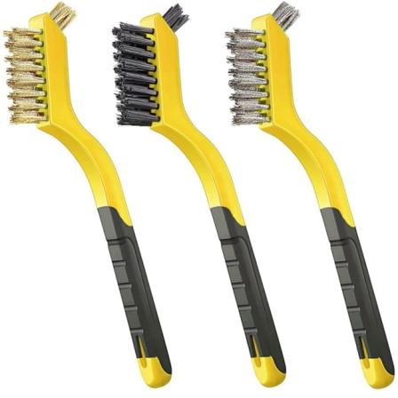 3 st trådborstset nylon/mässing/rostfritt stål borst Wi