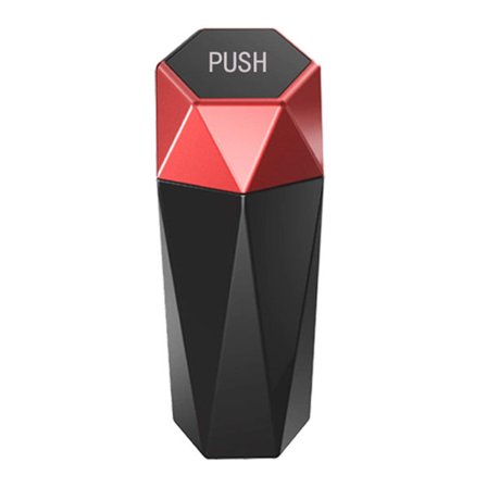 Mini søppelbøtte i plast og metall til bil - Liten søppelbøtte med trykkfunksjon for oppbevaring av avfall i bil