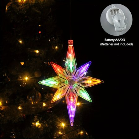 2 stk. Stjerneprojektor Sugekop Lysstreng - Batteri - Loft/Væg/Vindue Hængende Lys med Varmt Hvidt Skær, Plastikrum, Jul, [DB]