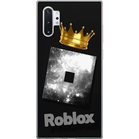 Kompatibelt Mobildeksel til Samsung Samsung Galaxy Note10+ Minimalistisk svart og sølvfarget Roblox-symbol med gylden krone og luksuriøs gamer-estet