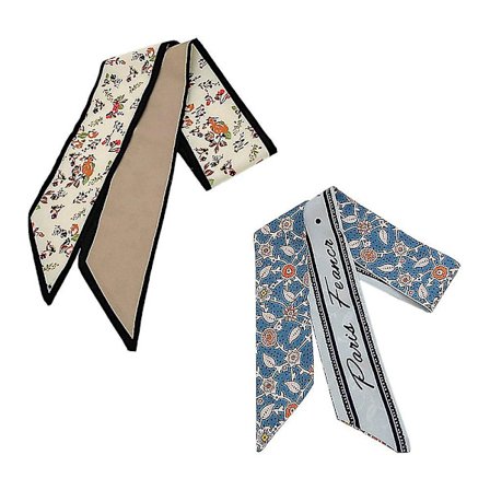 2-pack långa tunna chiffongscarfar - smala halsdukar midjebälten huvudbonader för kvinnor present