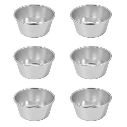 Pakke med 6 runde non-stick buddingkopper, varmebestandige buddingbagekopper (sølv) (6,70X6,70X3,20CM, sølv)