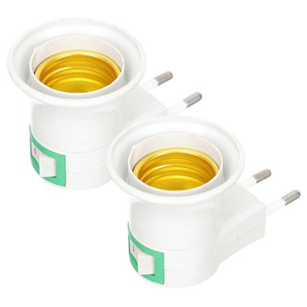 2 stk. lampeholder med gjenger E27 pæreholder Veggpærer Sokkel Plast Lys Sokkel