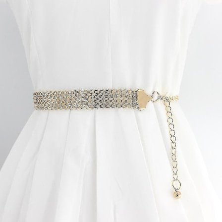 Fashion Simpelt Kædebælte Kvinder Dame Høj Talje Guld Bælter Taljebånd Til Fest Smykker Kjole Metal Kædebælte