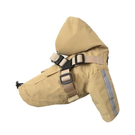 Pet Dog Regnjacka Pet Dog Reflekterande Stripes Regnjacka Doggy Walking Wear Coat Beige S