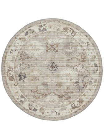 Vaskbart Blomstret Olina Oriental Beige Rundt Oeko-Tex Tæppe