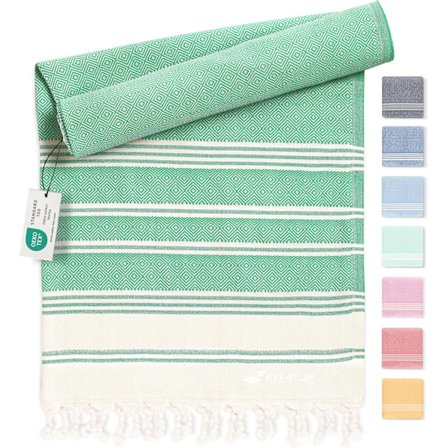 Hammam Strandhåndkle XXL Laget av 100% Resirkulert Bomull - Hurtigtørkende Tyrkiske Hammamhåndklær - Stor Fouta eller Pestemal Ideell som Tynn